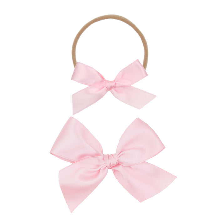 Satin Bow - Baby Pink