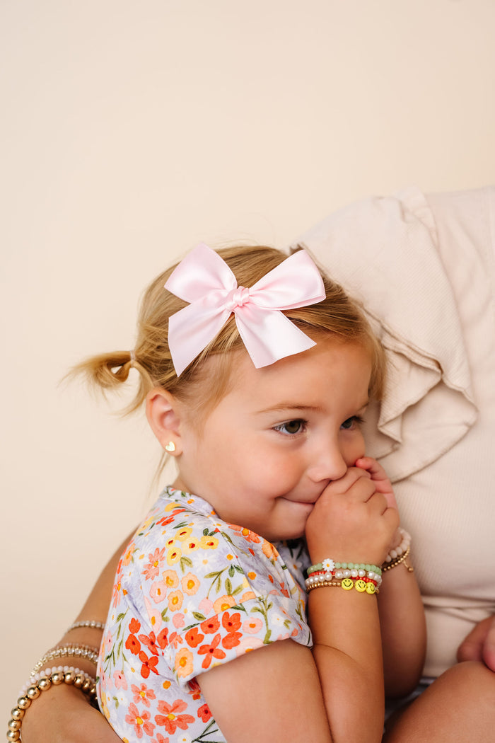 Satin Bow - Baby Pink