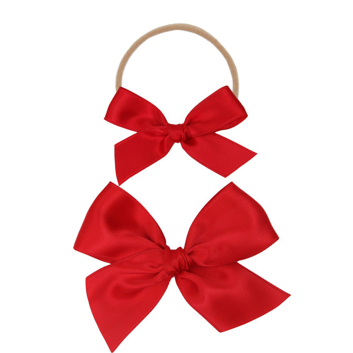 Satin Bow - Cherry