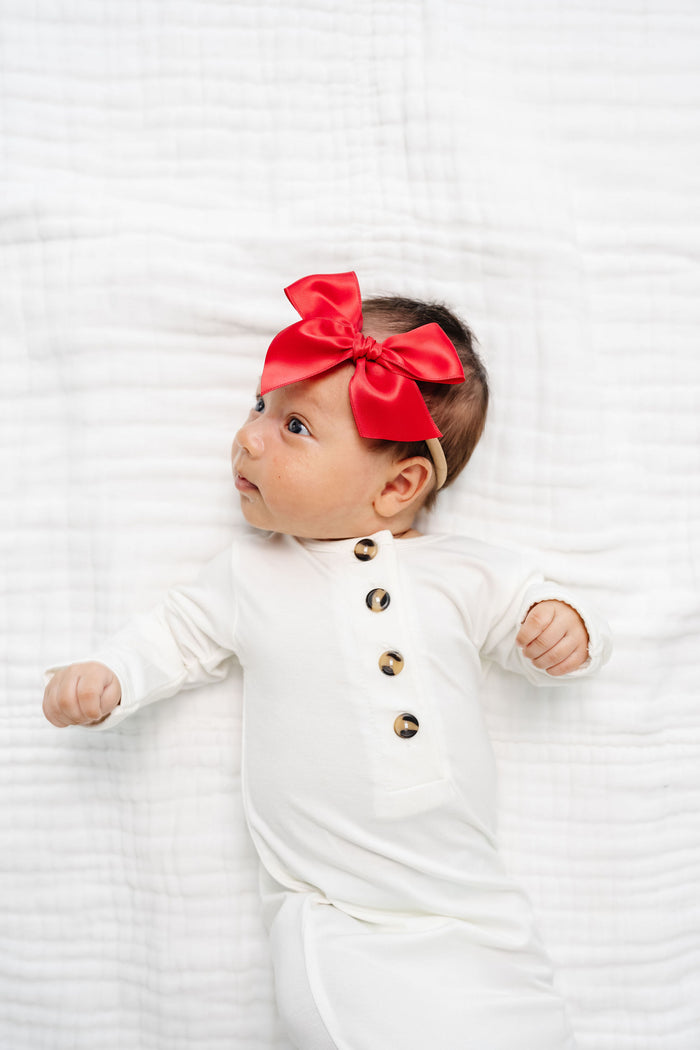 Satin Bow - Cherry