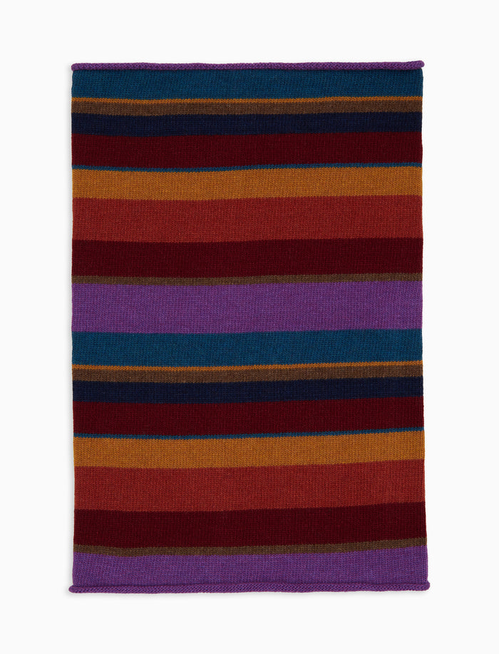 Scaldacollo donna lana e cashmere bordò righe multicolor - Gallo 1927 - Official Online Shop