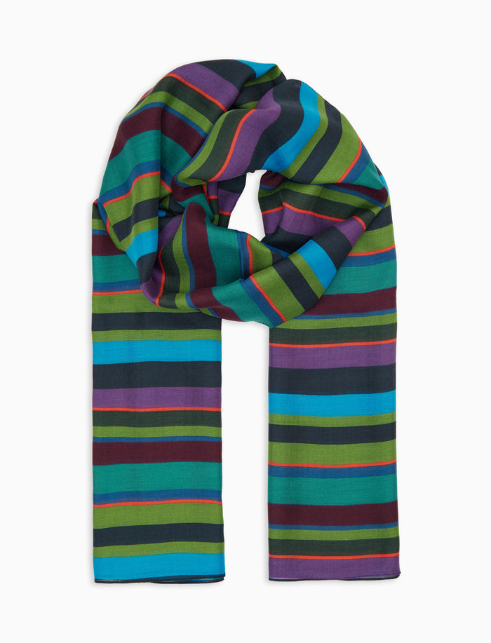 Sciarpa leggera unisex blu righe multicolor