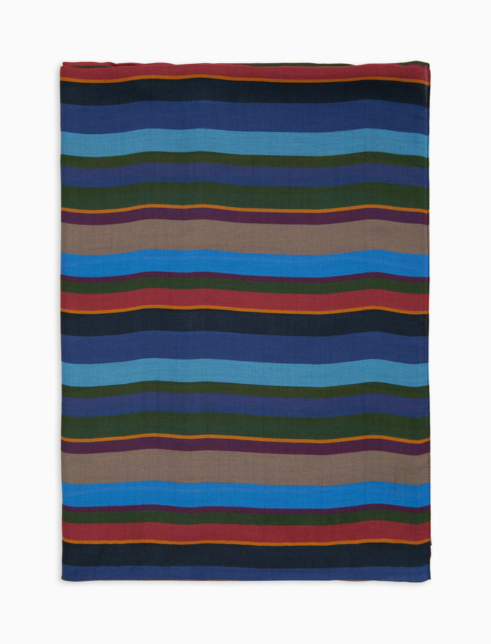 Sciarpa leggera unisex blu righe multicolor - Gallo 1927 - Official Online Shop