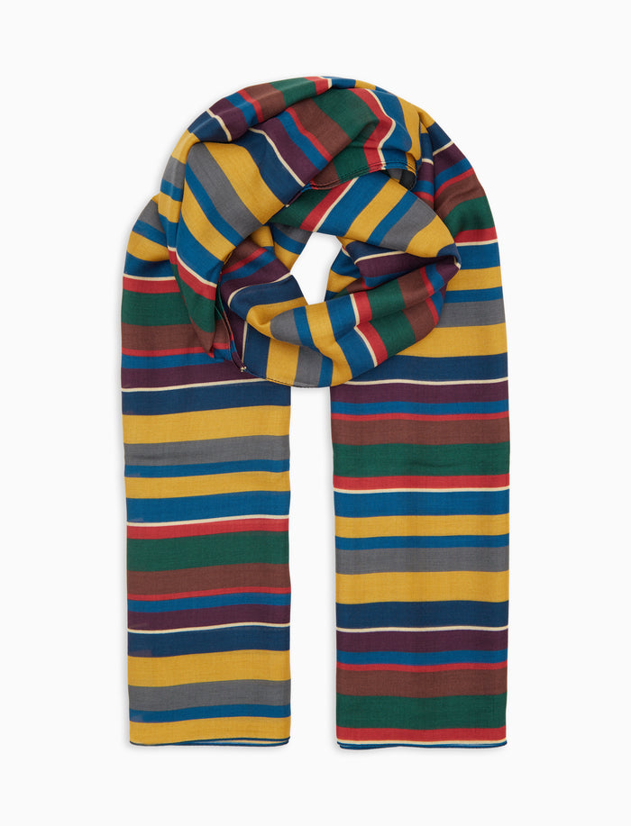 Sciarpa leggera unisex giallo righe multicolor
