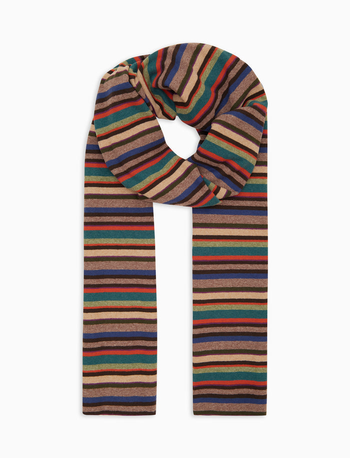Sciarpa unisex pile beige righe multicolor - Gallo 1927 - Official Online Shop