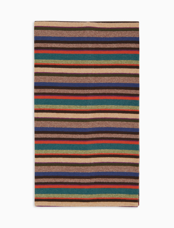 Sciarpa unisex pile beige righe multicolor - Gallo 1927 - Official Online Shop