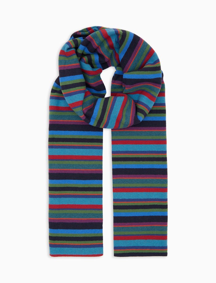 Sciarpa unisex pile blu righe multicolor