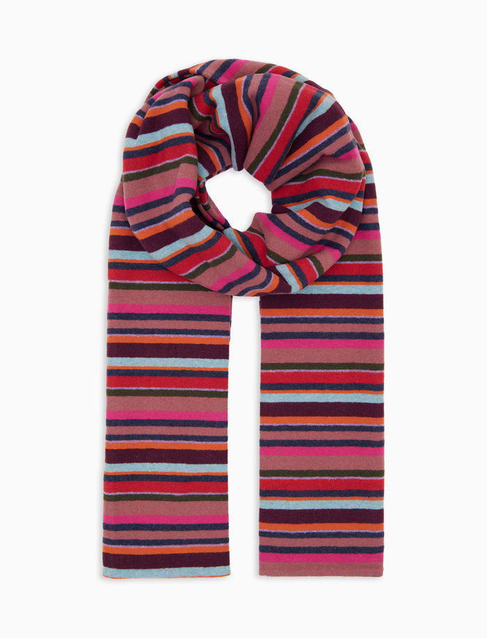 Sciarpa unisex pile rosa righe multicolor