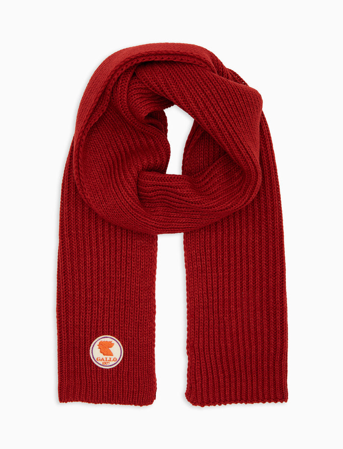 Sciarpa unisex rossa a coste tinta unita - Gallo 1927 - Official Online Shop