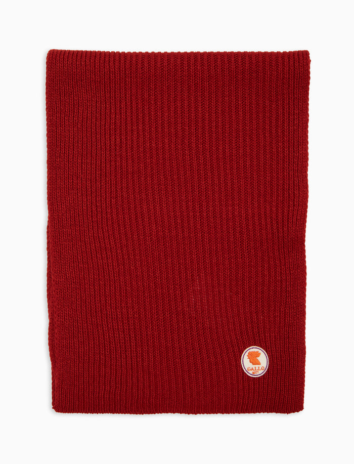 Sciarpa unisex rossa a coste tinta unita - Gallo 1927 - Official Online Shop