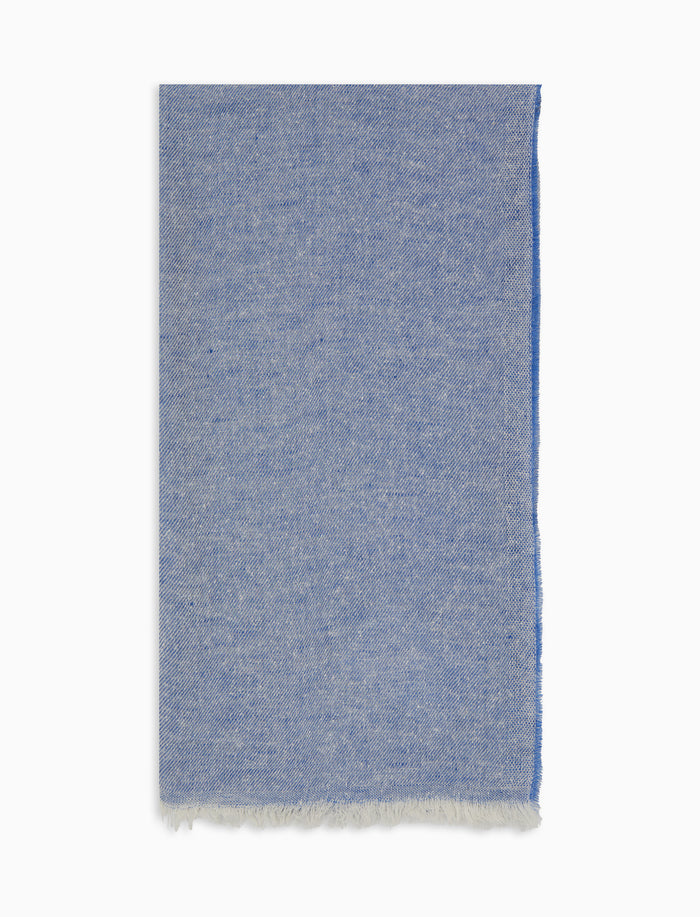 Sciarpa unisex seta e lino tinta unita blu - Gallo 1927 - Official Online Shop