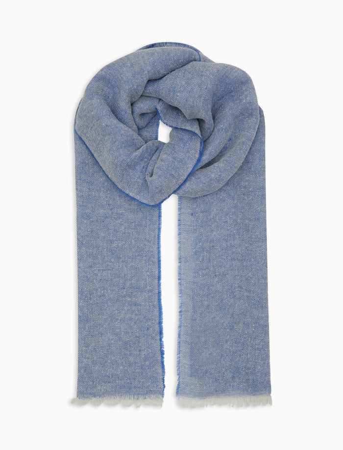 Sciarpa unisex seta e lino tinta unita blu - Gallo 1927 - Official Online Shop