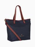 Shopper unisex tinta unita blu con nastro spigato ed inserti in pelle - Gallo 1927 - Official Online Shop