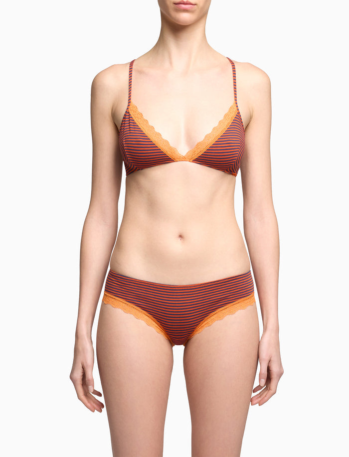 Slip brasiliana intimo donna cotone blu righe windsor