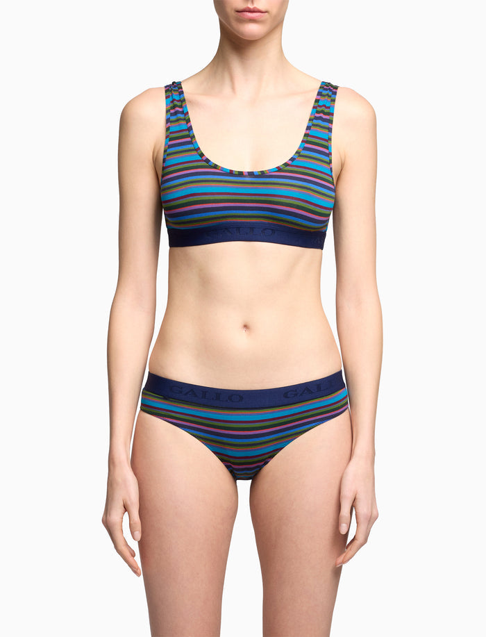 Slip intimo donna cotone blu righe multicolor