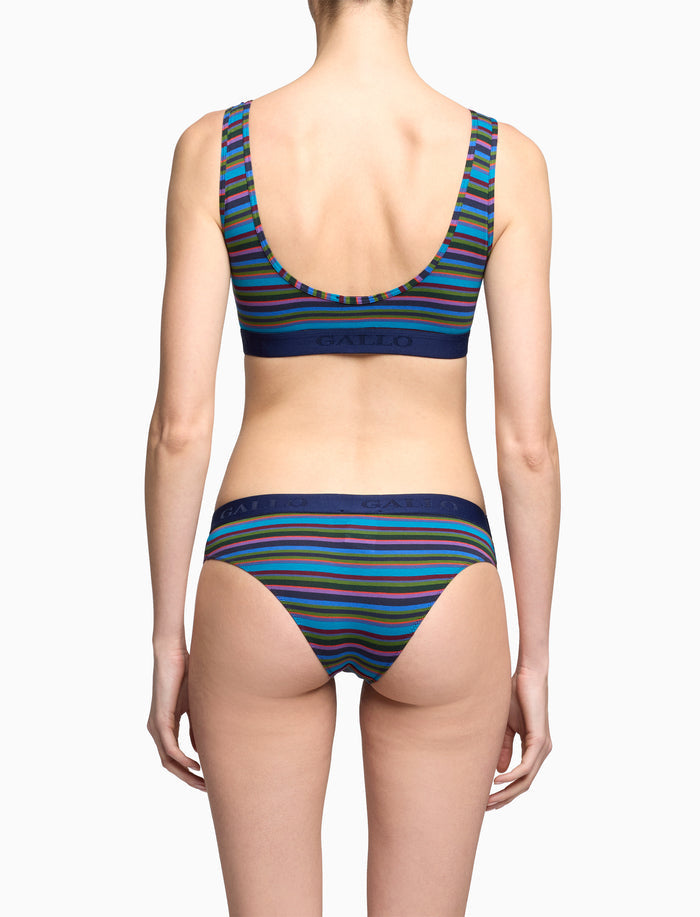 Slip intimo donna cotone blu righe multicolor