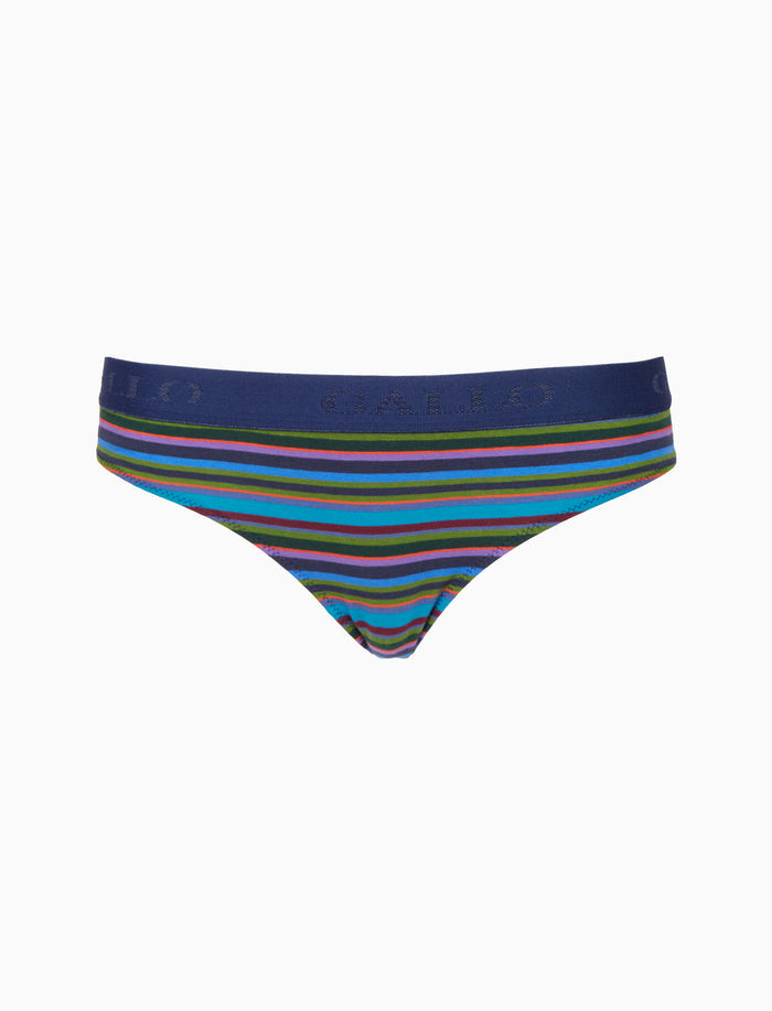 Slip intimo donna cotone blu righe multicolor