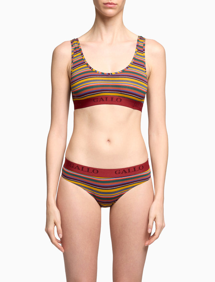 Slip intimo donna cotone giallo righe multicolor