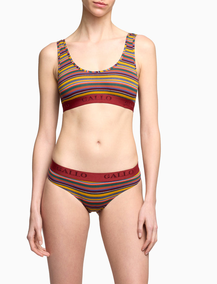 Slip intimo donna cotone giallo righe multicolor