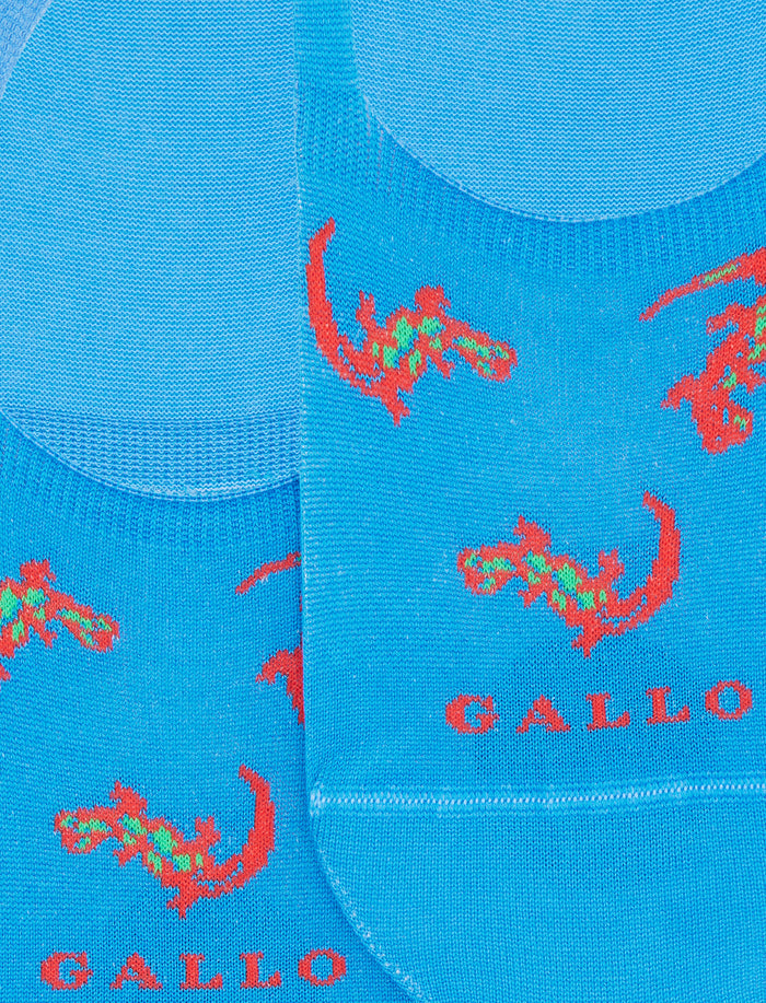 Solette unisex cotone fantasia geko su fondo azzurro - Gallo 1927 - Official Online Shop