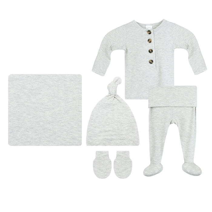 Stevie Ribbed Newborn Hat Bundle (Top + Bottom)