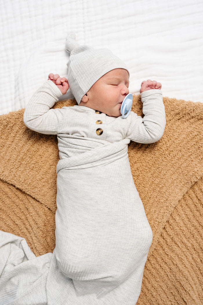 Stevie Ribbed Newborn Hat Bundle (Top + Bottom)