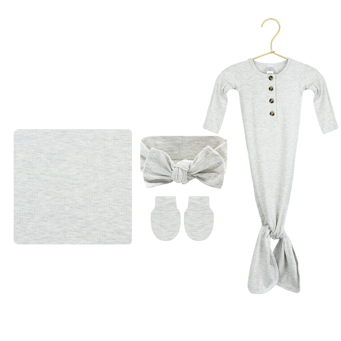Stevie Ribbed Newborn Headband Bundle (Gown)