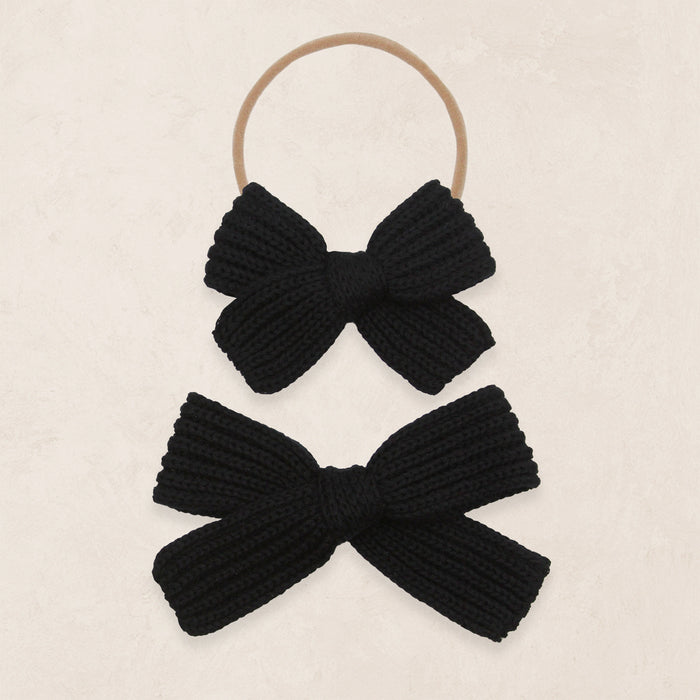 Sweater Bow - Black Chunky Knit