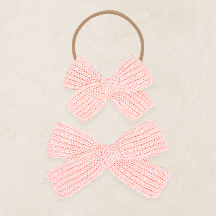 Sweater Bow - Blush Chunky Knit