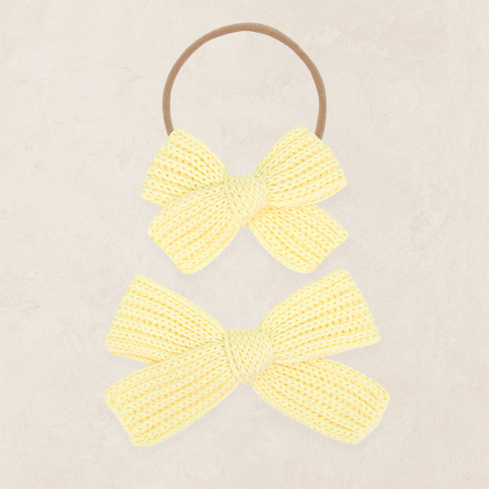 Sweater Bow - Butter Yellow Chunky Knit