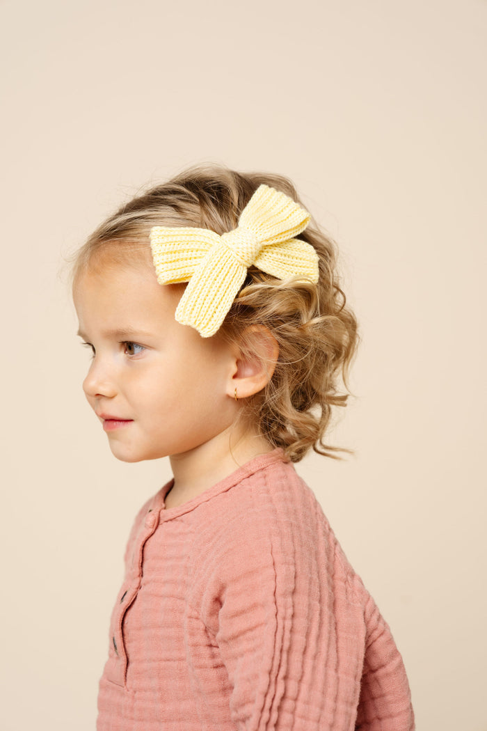 Sweater Bow - Butter Yellow Chunky Knit
