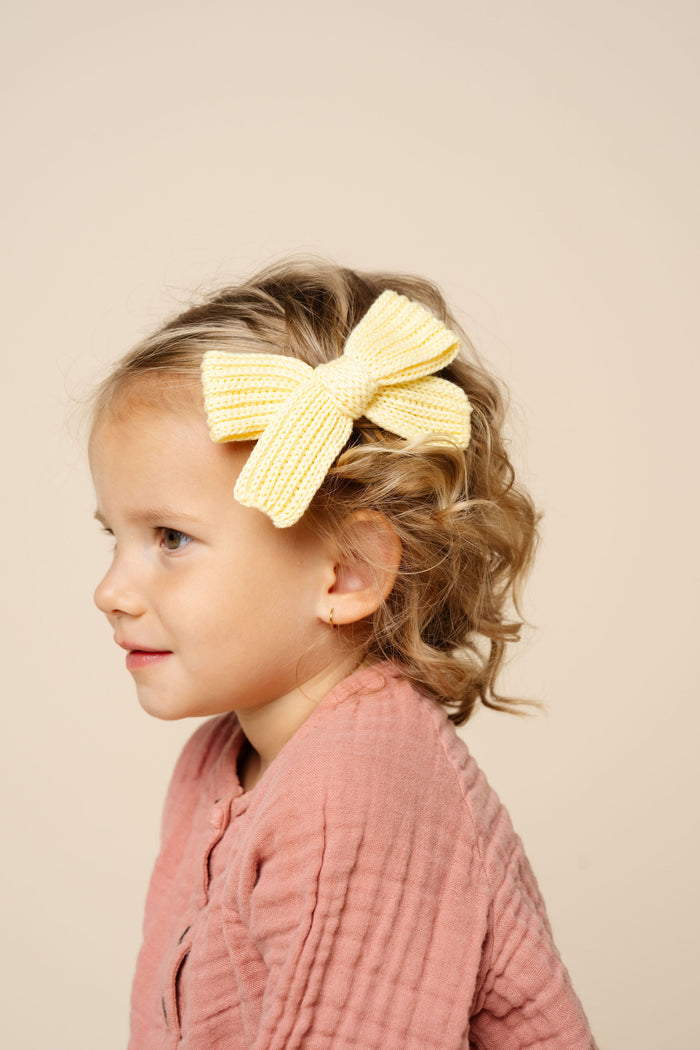 Sweater Bow - Butter Yellow Chunky Knit