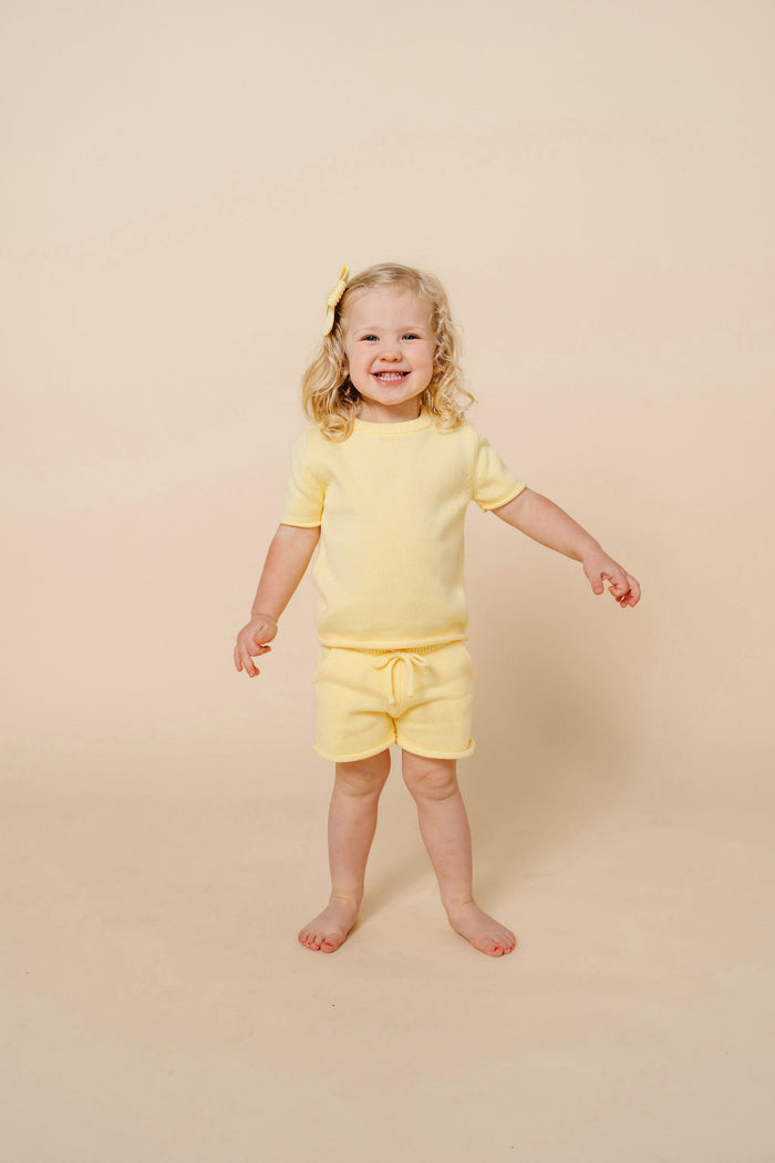 Sweater Bow - Butter Yellow Chunky Knit