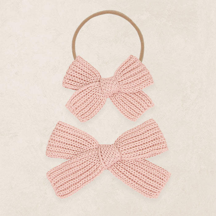 Sweater Bow - French Pink Chunky Knit