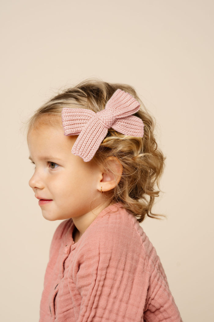 Sweater Bow - French Pink Chunky Knit