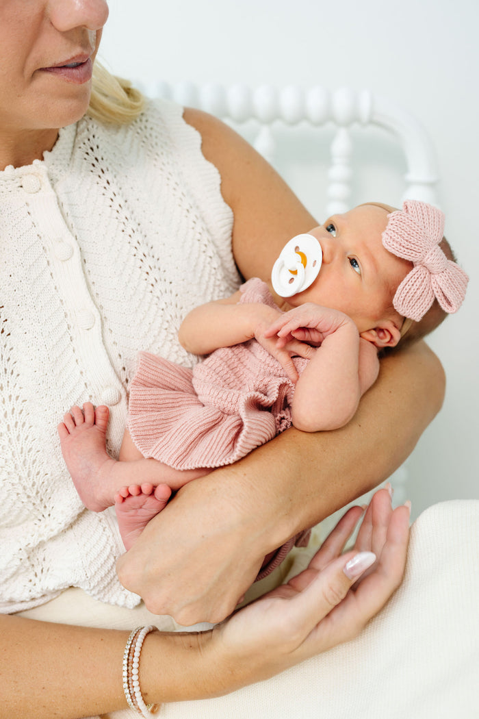 Sweater Bow - French Pink Chunky Knit