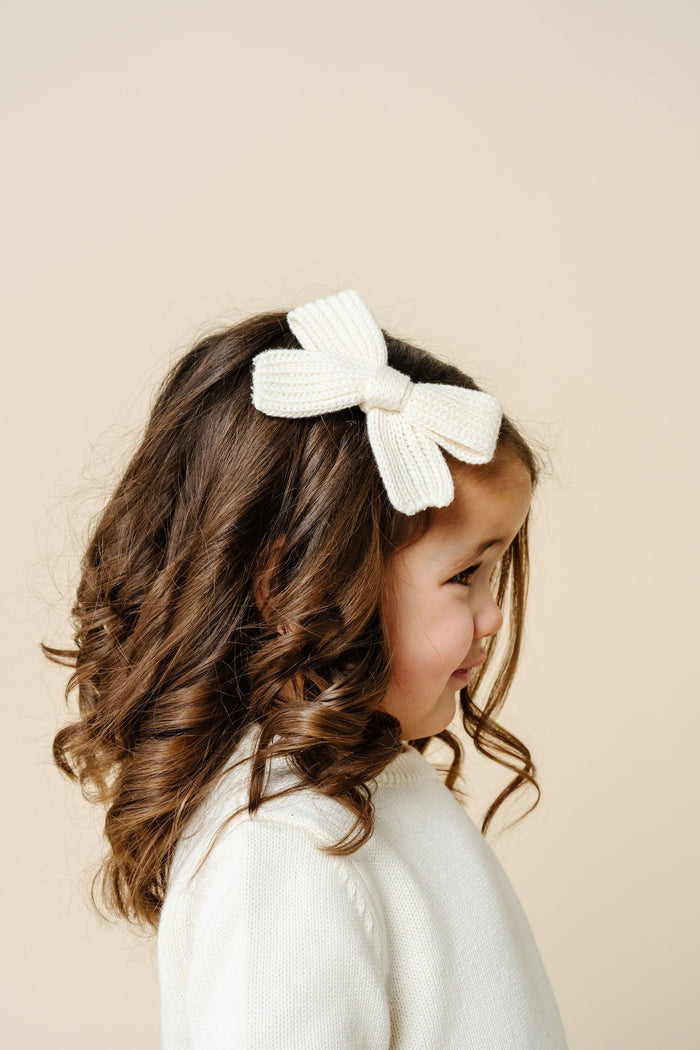 Sweater Bow - Ivory Chunky Knit