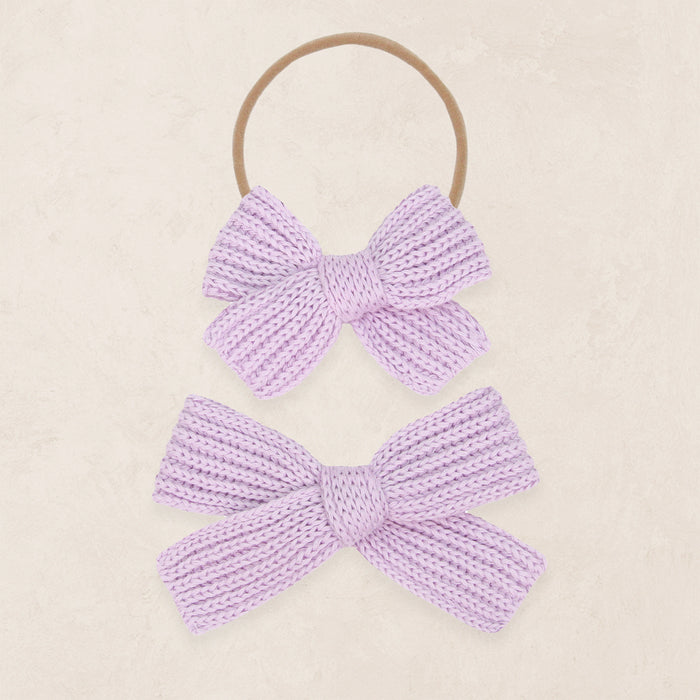 Sweater Bow - Lilac Chunky Knit