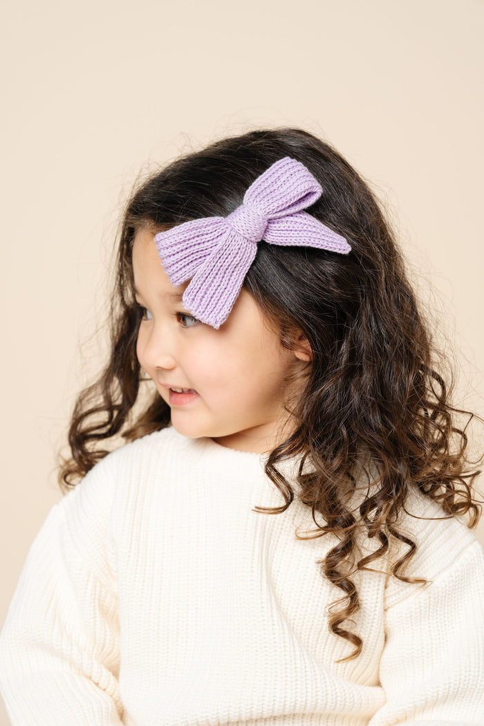 Sweater Bow - Lilac Chunky Knit