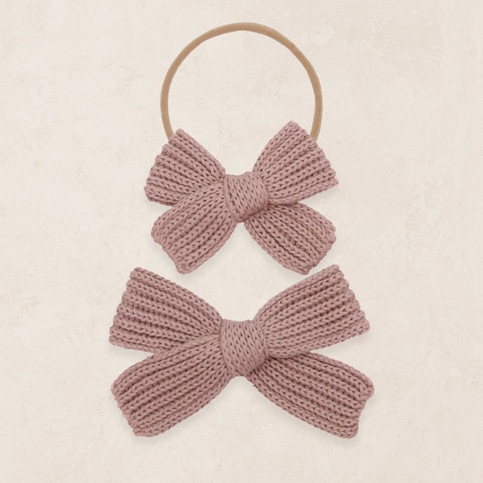 Sweater Bow - Mauve Chunky Knit