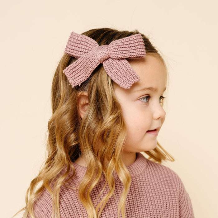 Sweater Bow - Mauve Chunky Knit