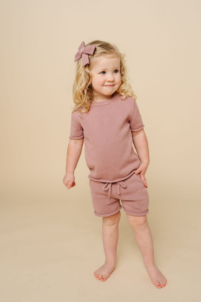 Sweater Bow - Mauve Chunky Knit