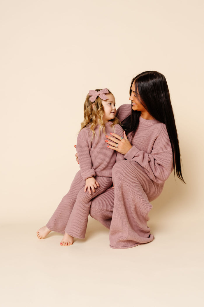 Sweater Bow - Mauve Chunky Knit
