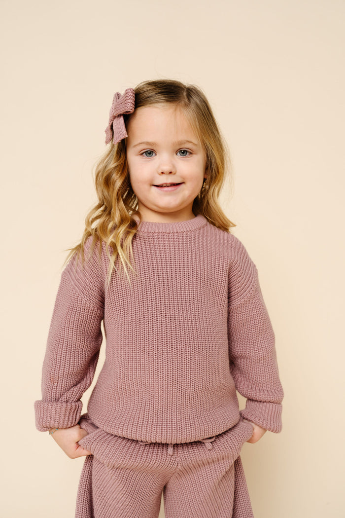 Sweater Bow - Mauve Chunky Knit