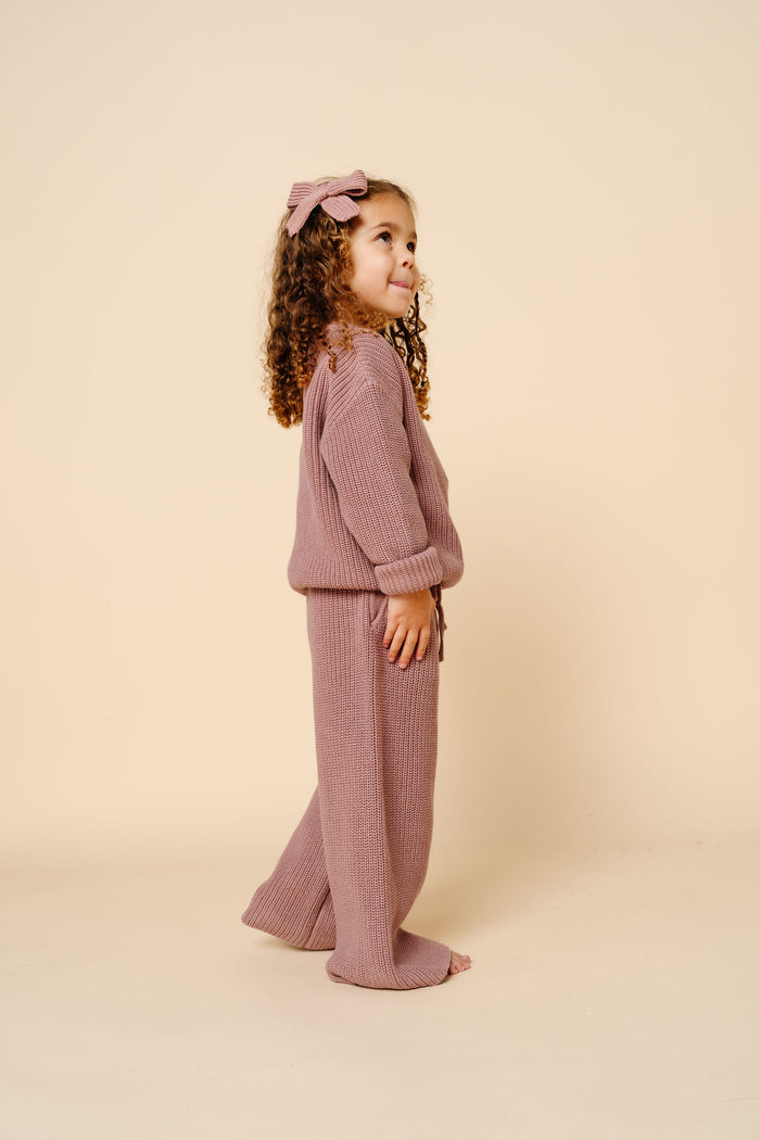 Sweater Bow - Mauve Chunky Knit