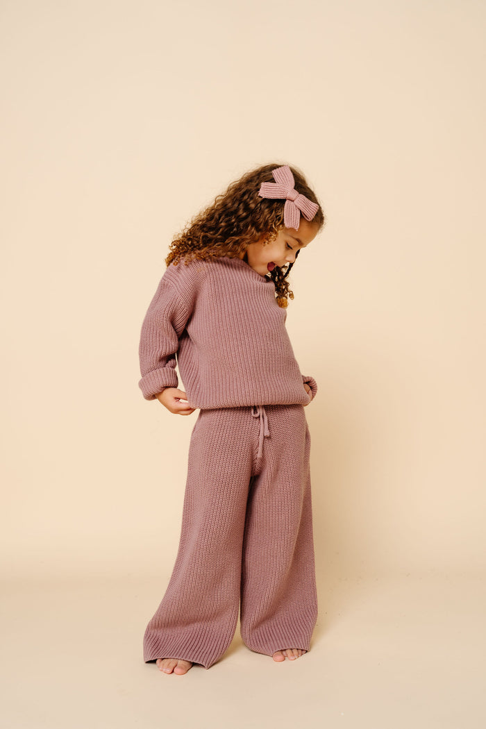 Sweater Bow - Mauve Chunky Knit