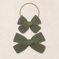 Sweater Bow - Olive Chunky Knit