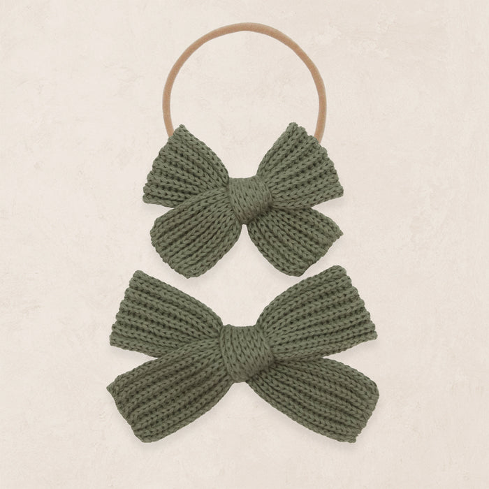 Sweater Bow - Olive Chunky Knit
