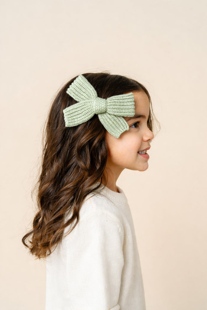Sweater Bow - Sage Chunky Knit