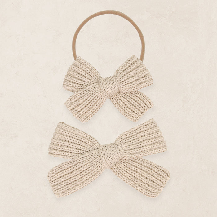 Sweater Bow - Tan Chunky Knit